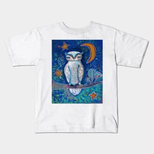 Owl and Golden Moon Kids T-Shirt